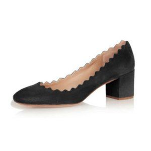 FSJ Black Curve Chunky Heels Comfortable Pump